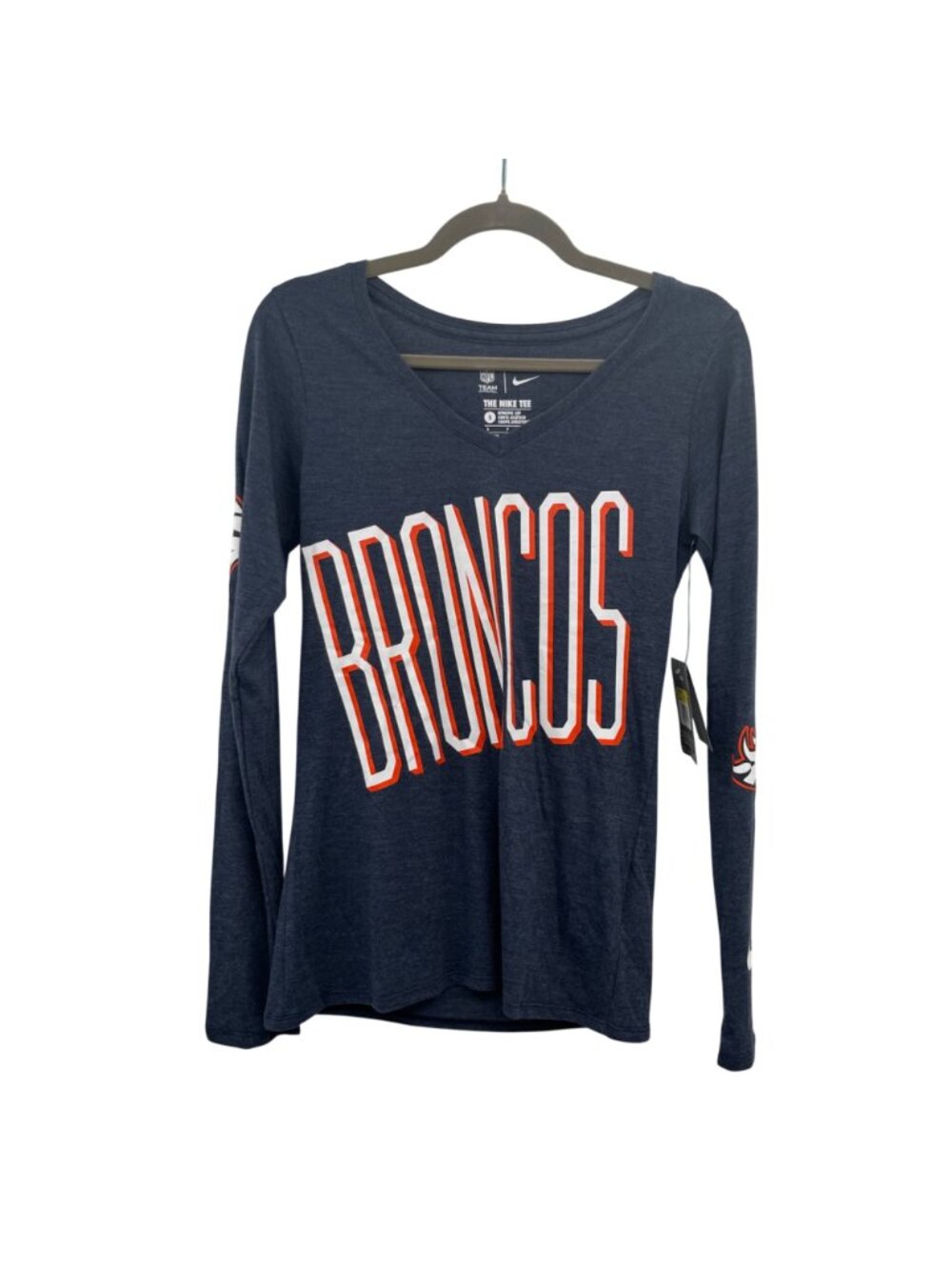 NEW Nike Denver Broncos Womens Long Sleeve Tee Small Navy NFL - Picture 15 of 16